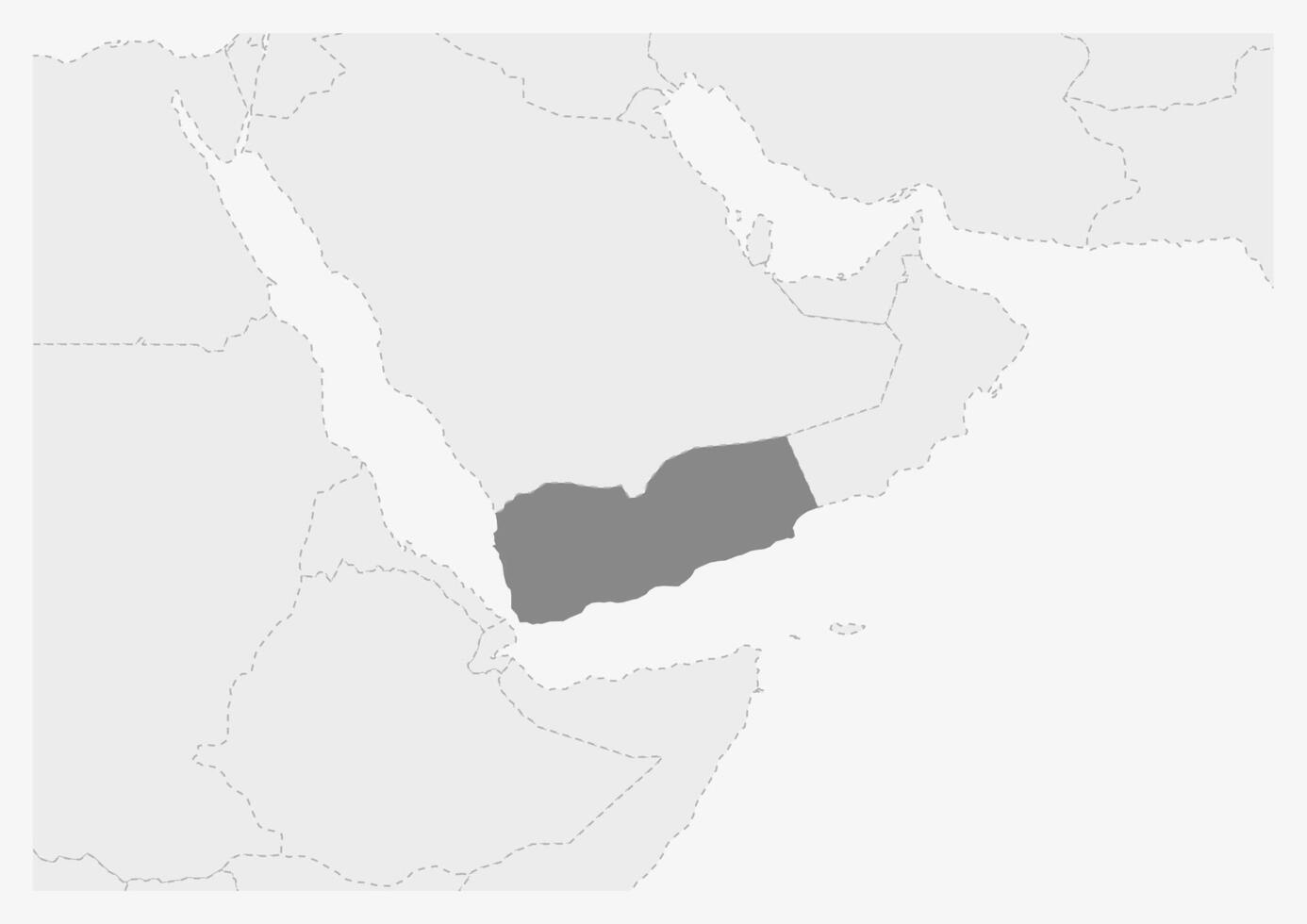 Map of Middle East with highlighted Yemen map vector
