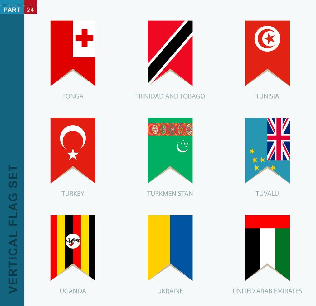 Nine vector vertical flag set. Vertical icon with flag.