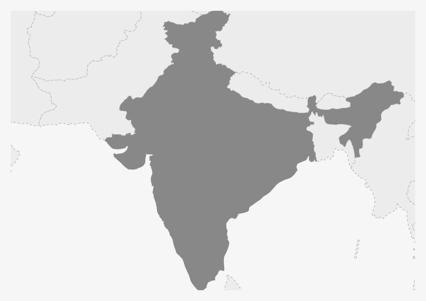 mapa de Asia con destacado India mapa vector