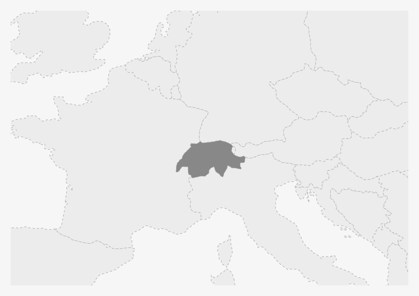 Map of Europe with highlighted Switzerland map vector