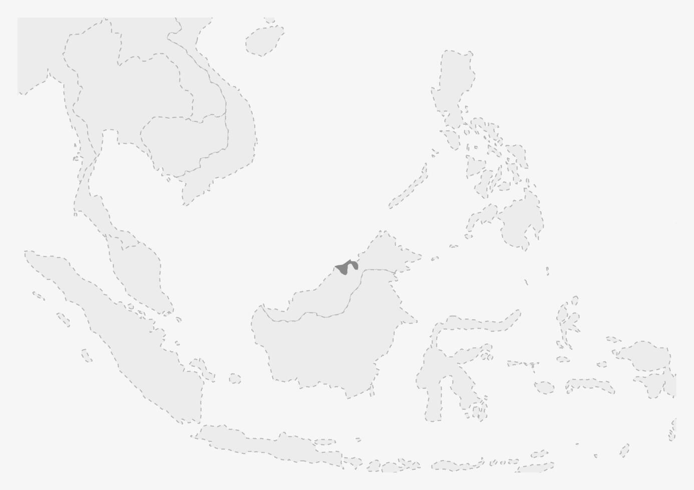 Map of Asia with highlighted Brunei map vector