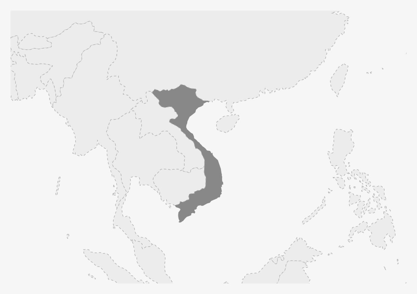 mapa de Asia con destacado Vietnam mapa vector