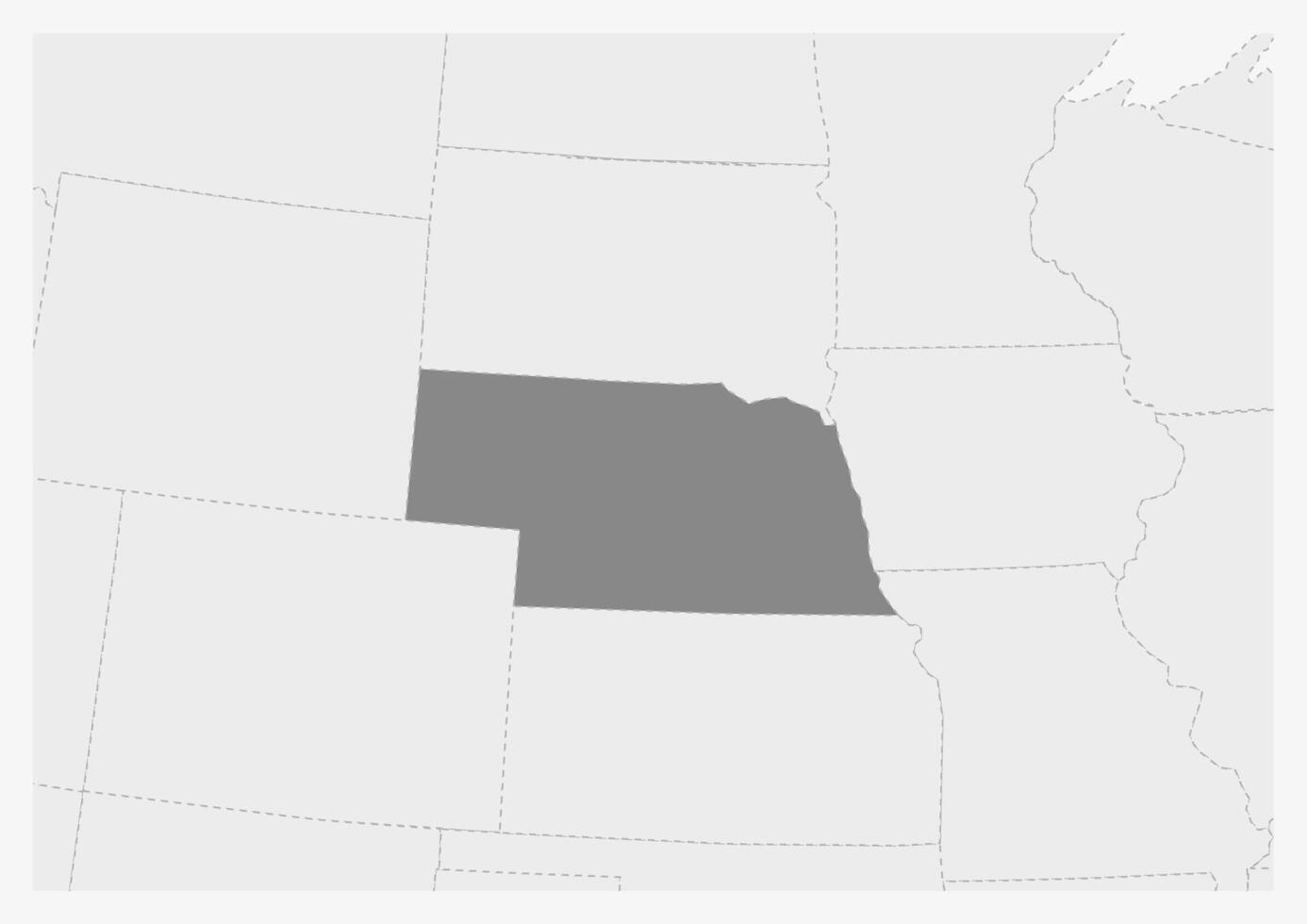 mapa de Estados Unidos con destacado Nebraska estado mapa vector