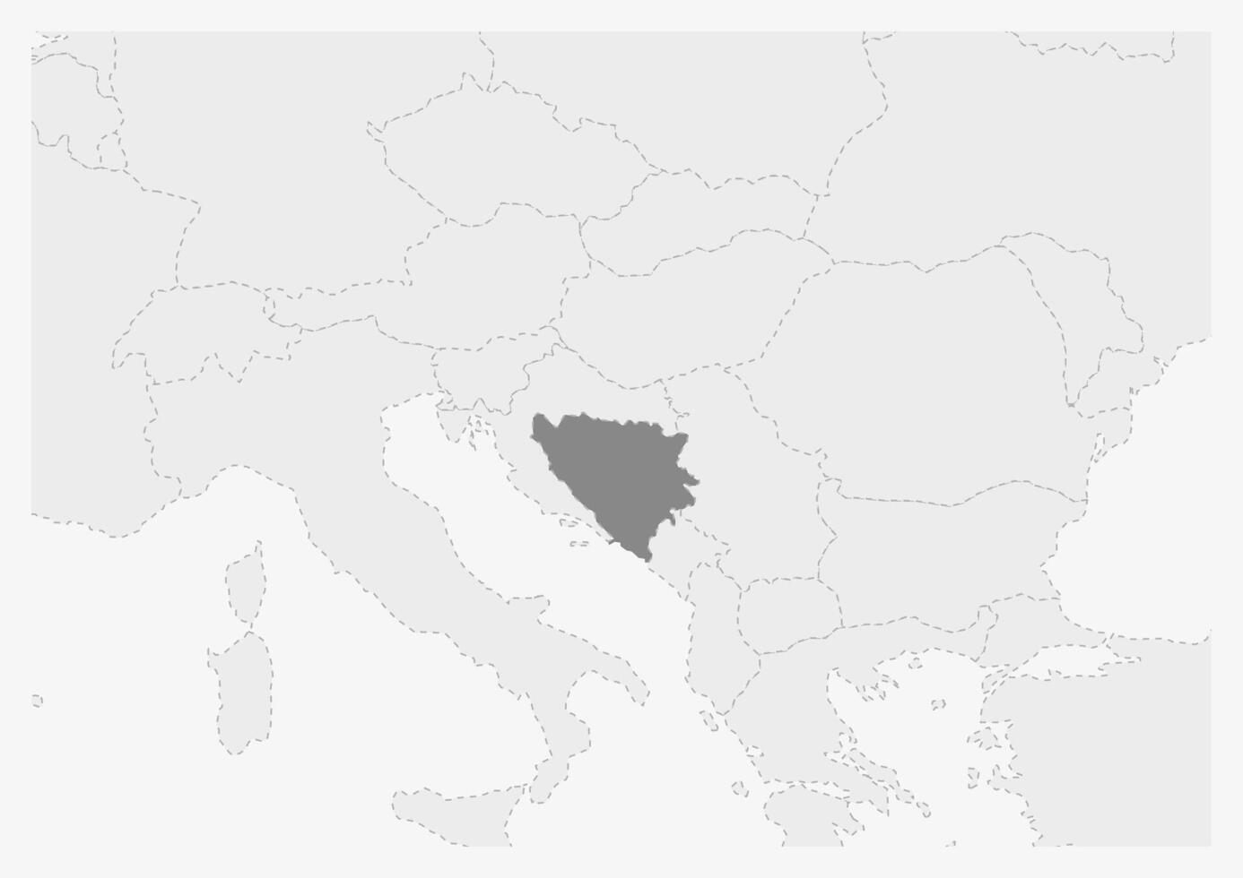 Map of Europe with highlighted Bosnia and Herzegovina map vector