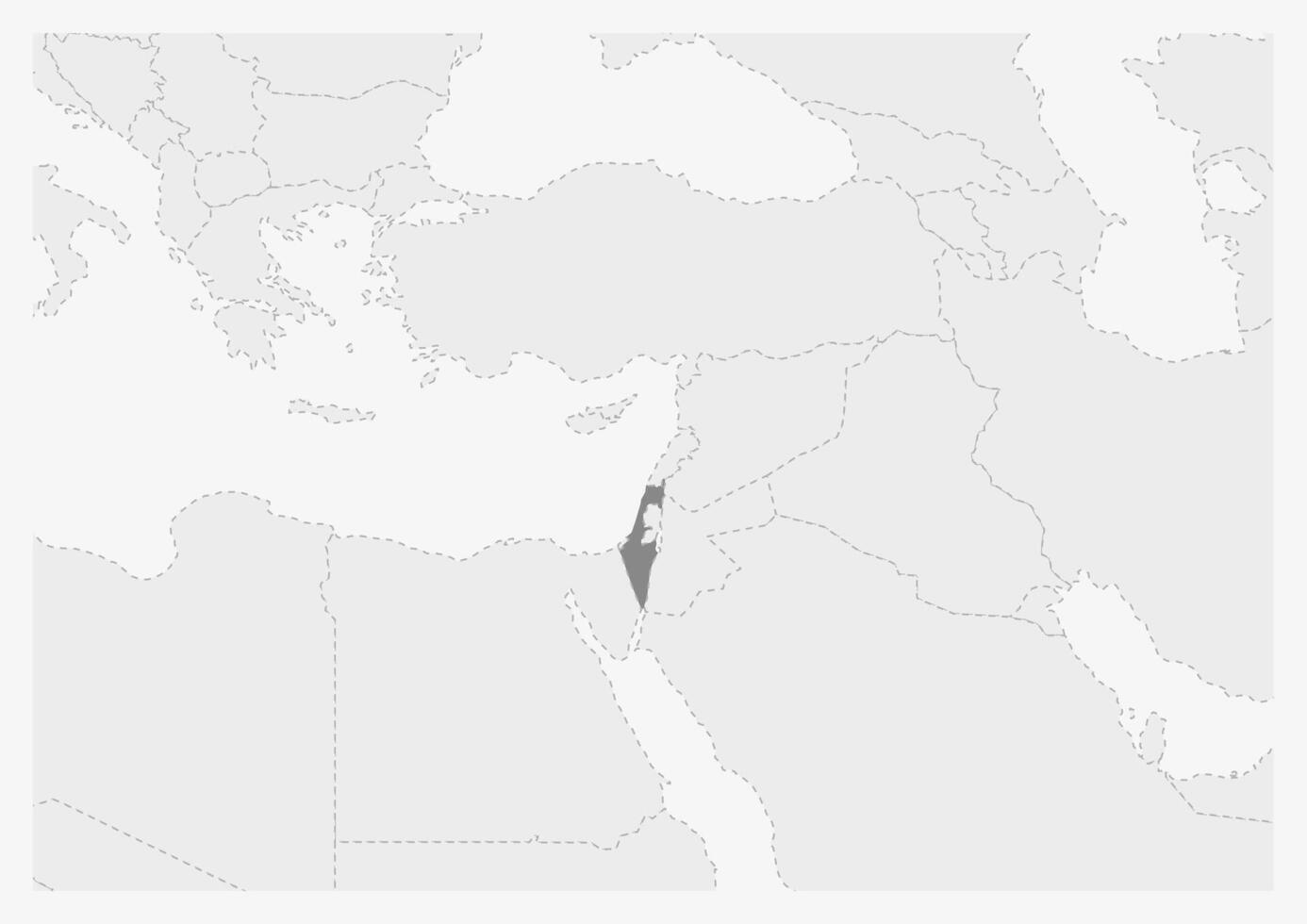 Map of Middle East with highlighted Israel map vector