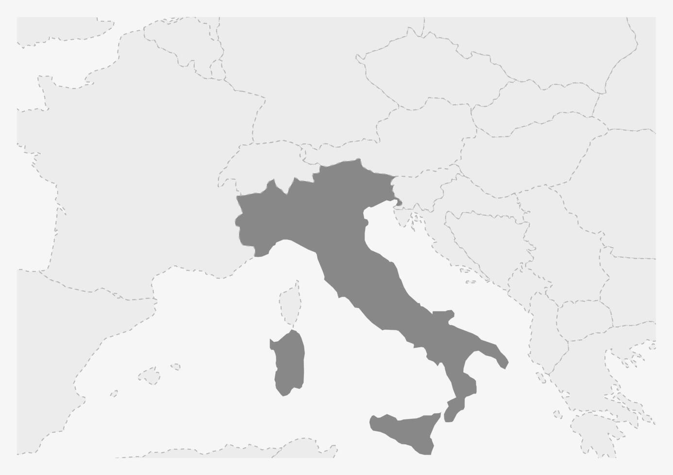 mapa de Europa con destacado Italia mapa vector