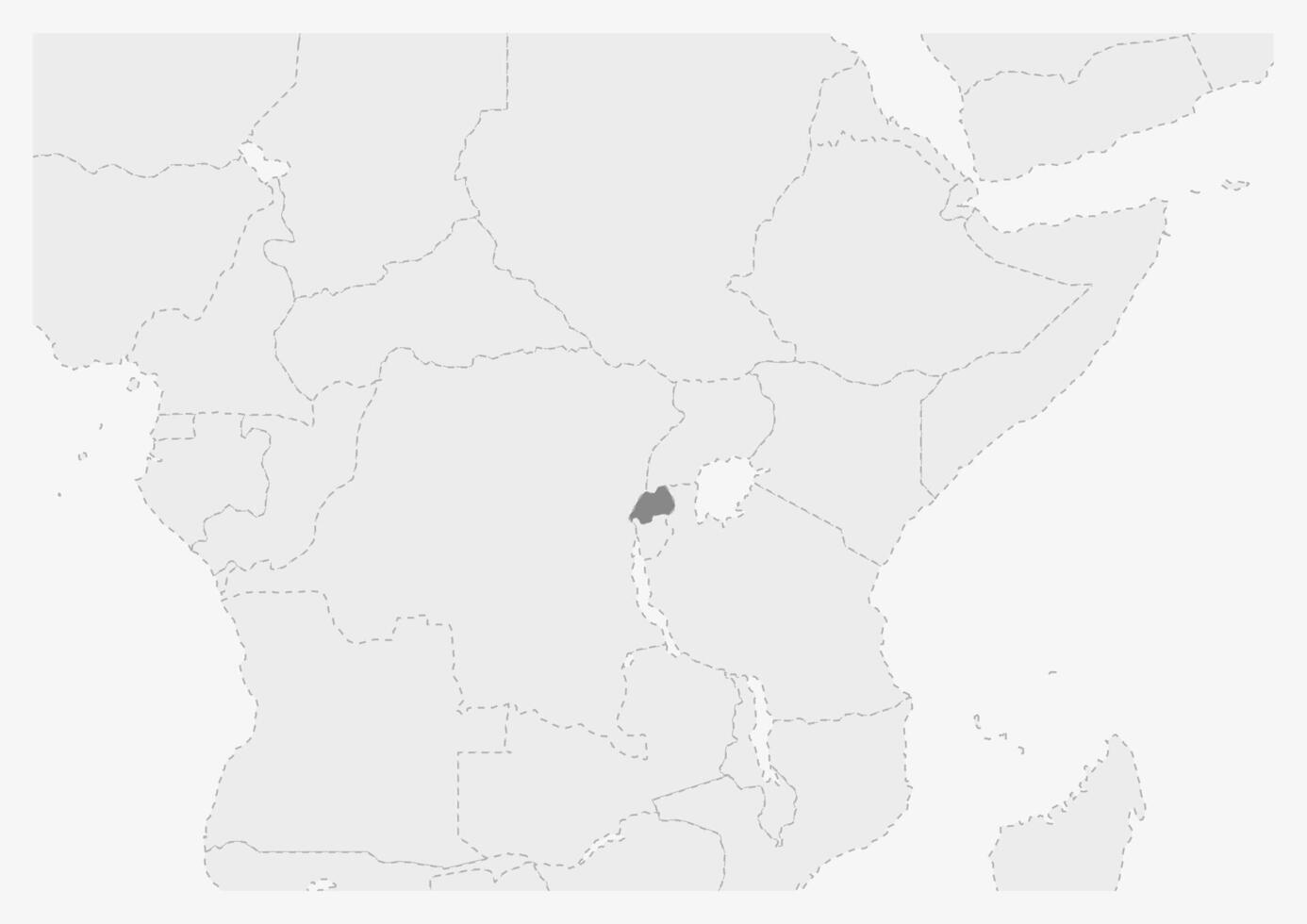 mapa de África con destacado Ruanda mapa vector