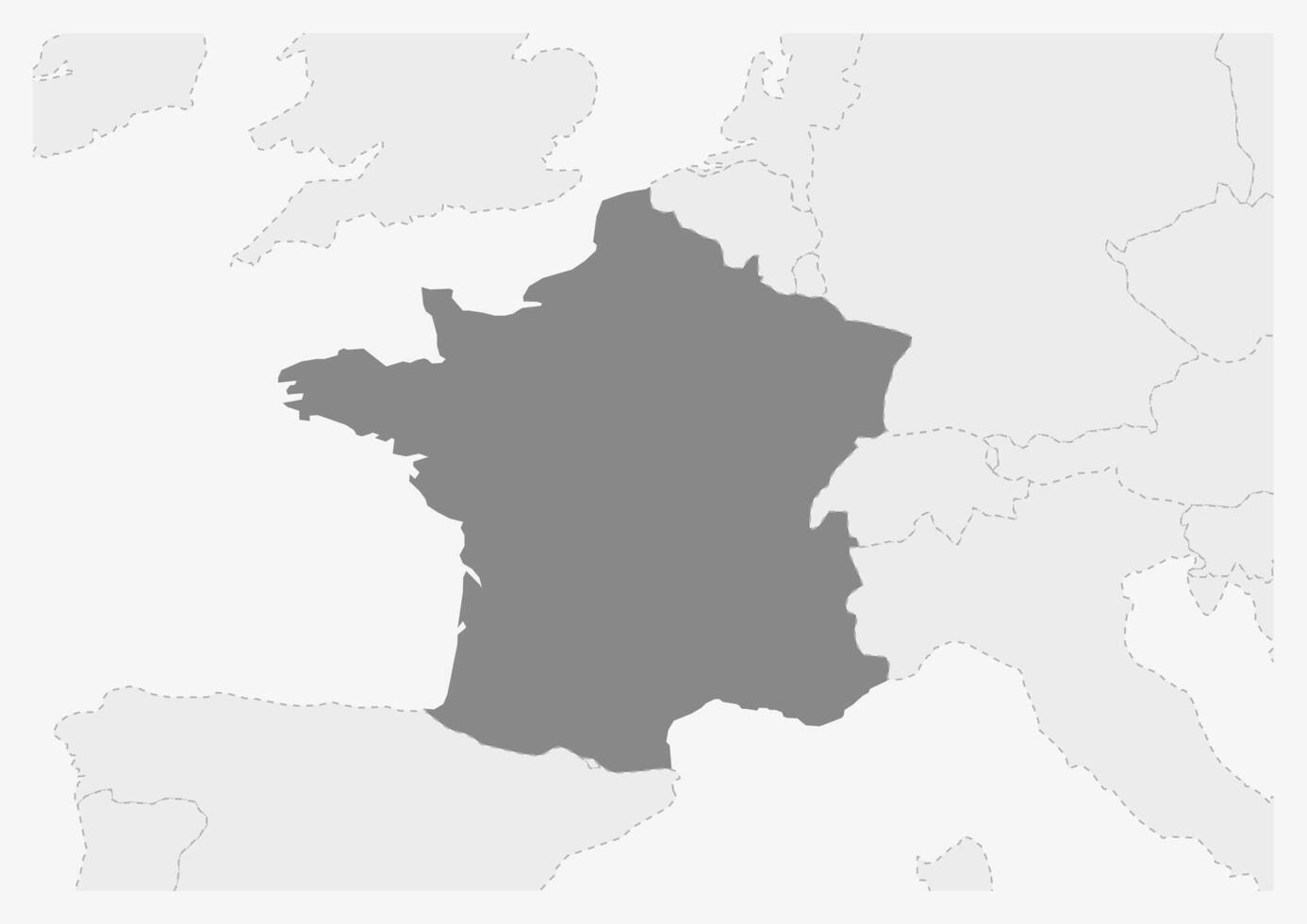 mapa de Europa con destacado Francia mapa vector