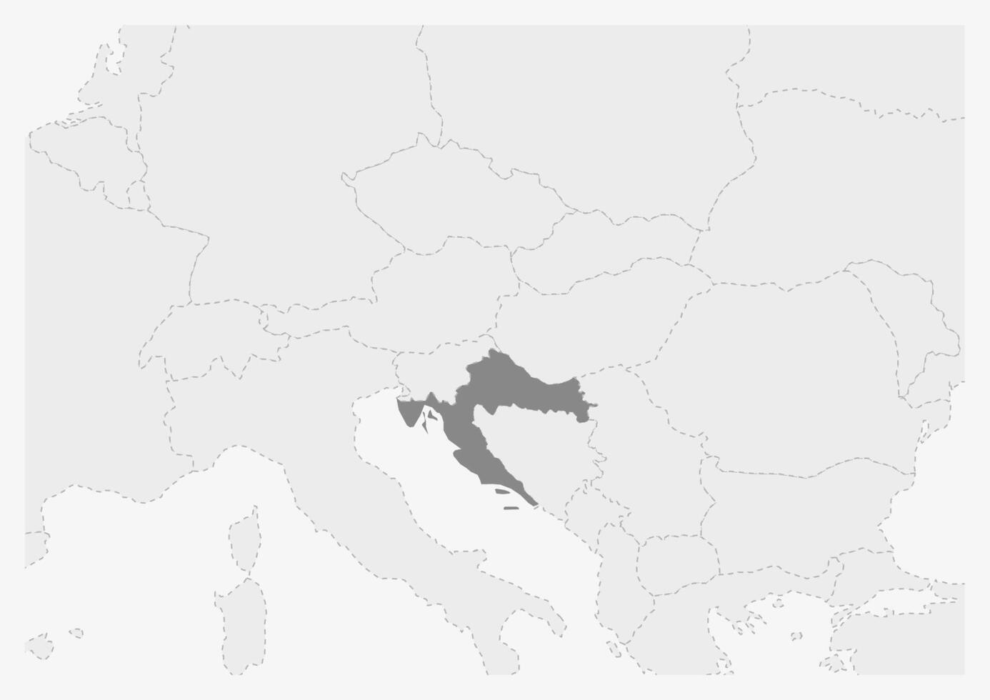 Map of Europe with highlighted Croatia map vector