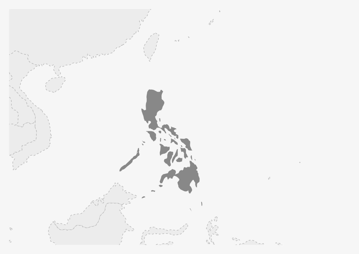 Map of Asia with highlighted Philippines map vector