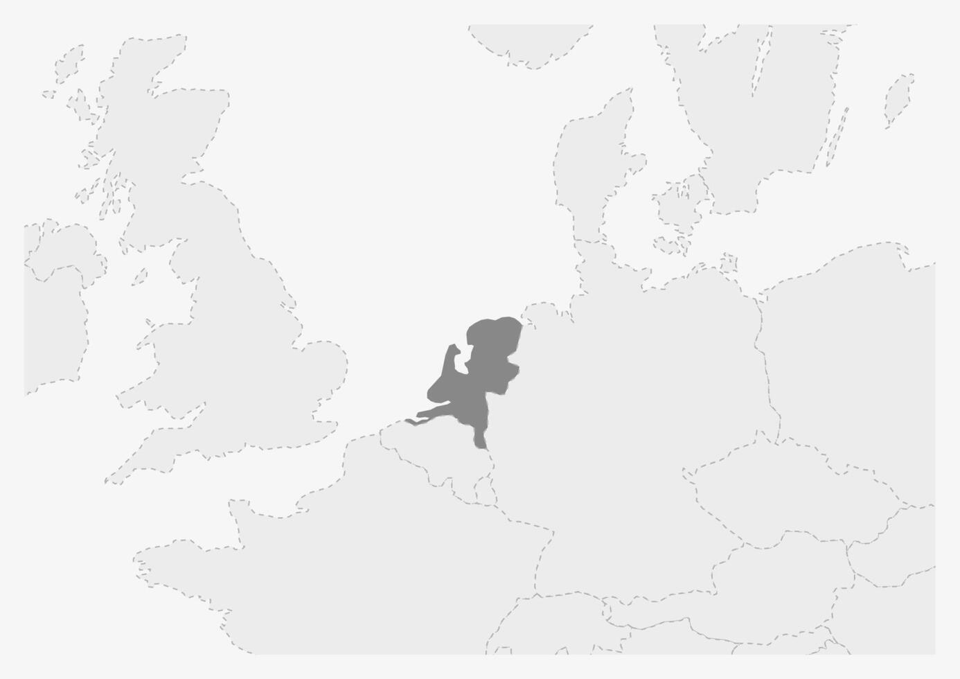 mapa de Europa con destacado Países Bajos mapa vector