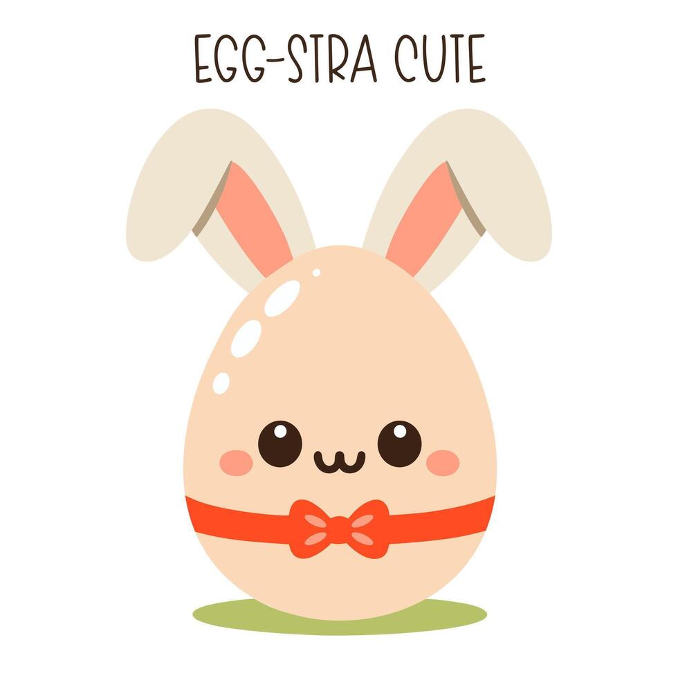 Happy easter egg with bunny ears. Vector illustration.
