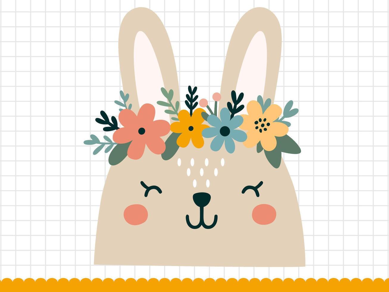 Doodle rabbit. Little bunny in cartoon style. Vector illustration.