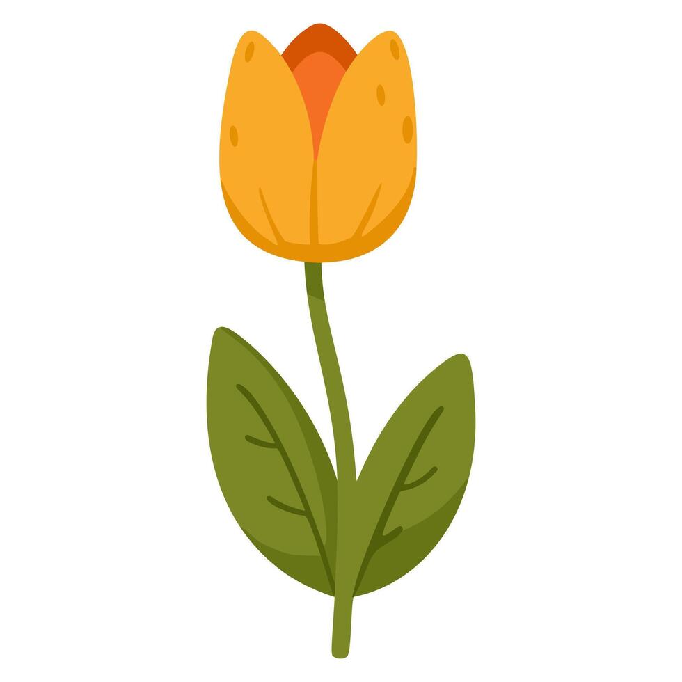Illustration of a cartoon cute yellow tulip. vector