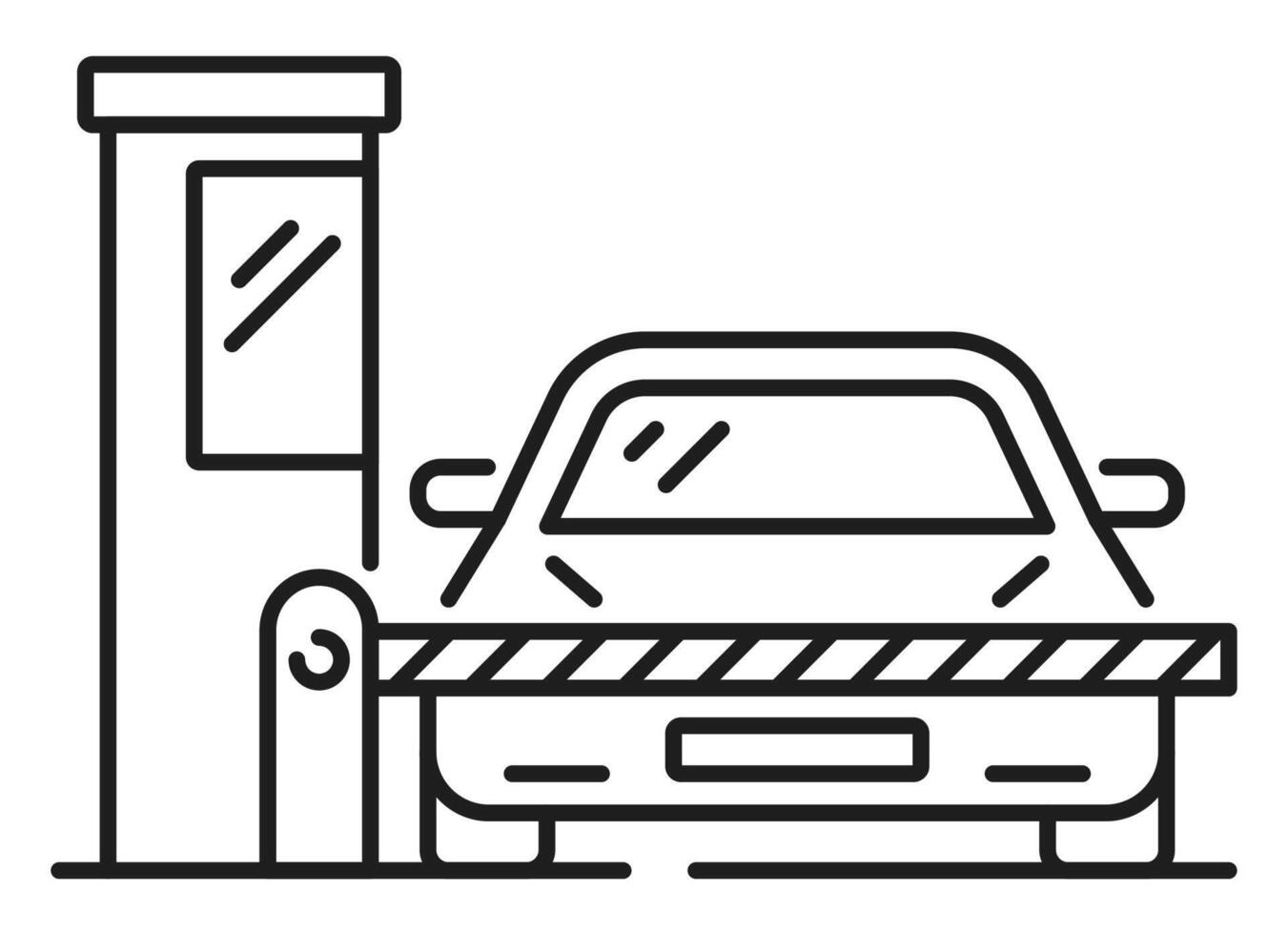 auto garaje Servicio y estacionamiento Delgado línea icono vector