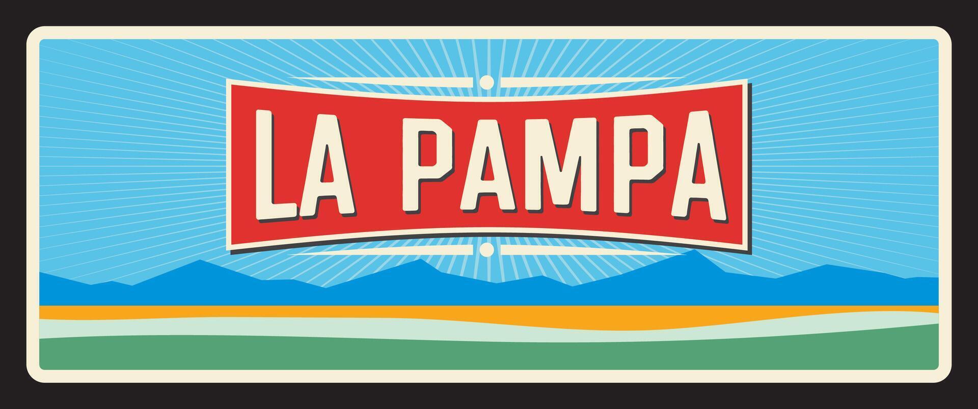 La Pampa Argentine province vintage travel plate vector