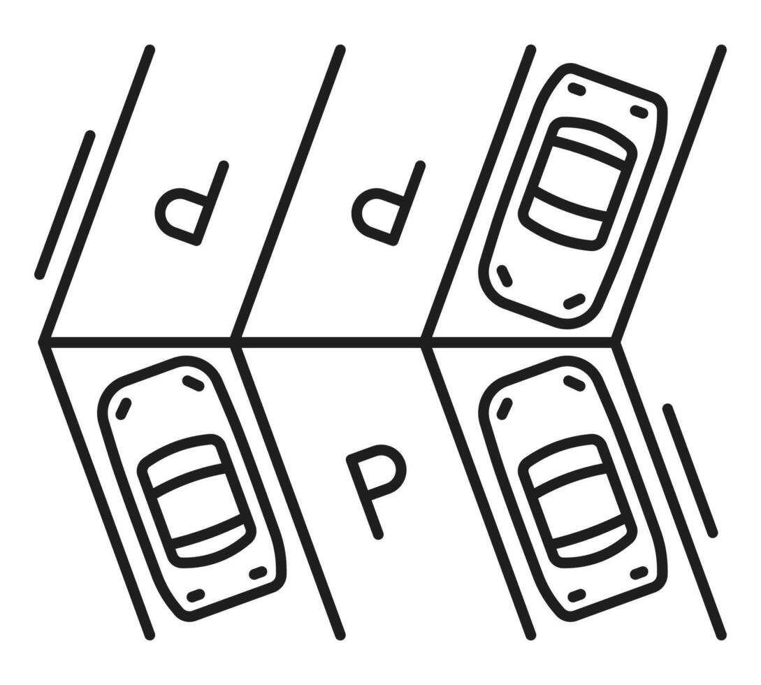 Car parking lot scheme, garage service line icon vector