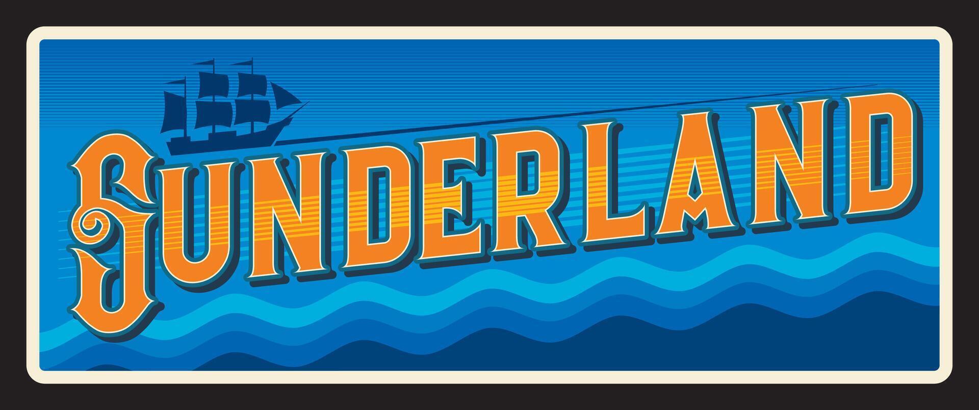 Sunderland ciudad Reino Unido retro viaje pegatina vector