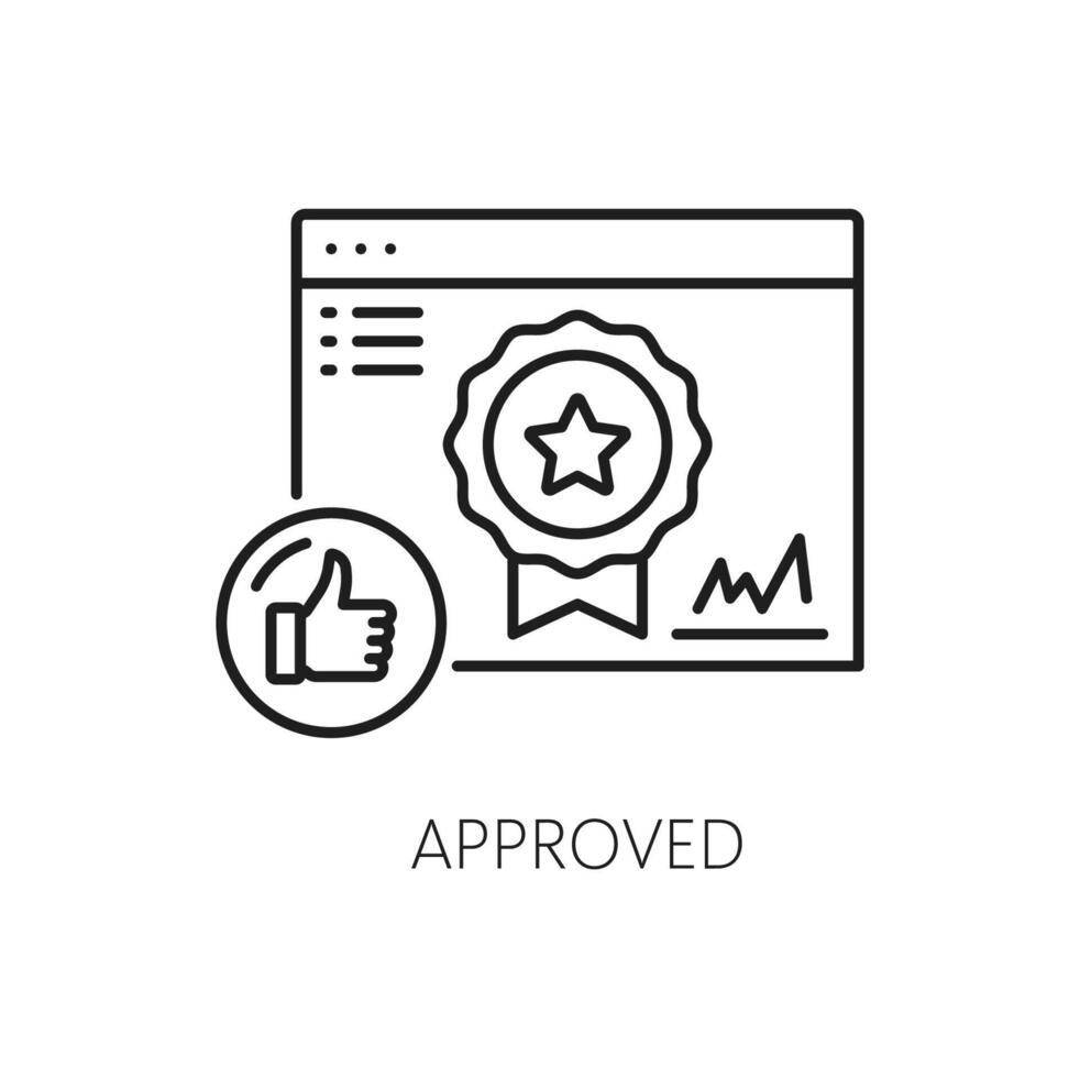 Approved icon, web audit, digital media analytics vector