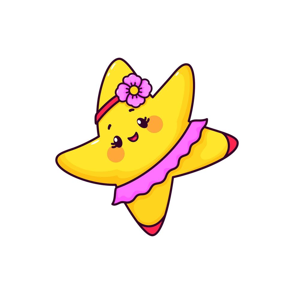 dibujos animados linda kawaii estrella personaje bailando vector