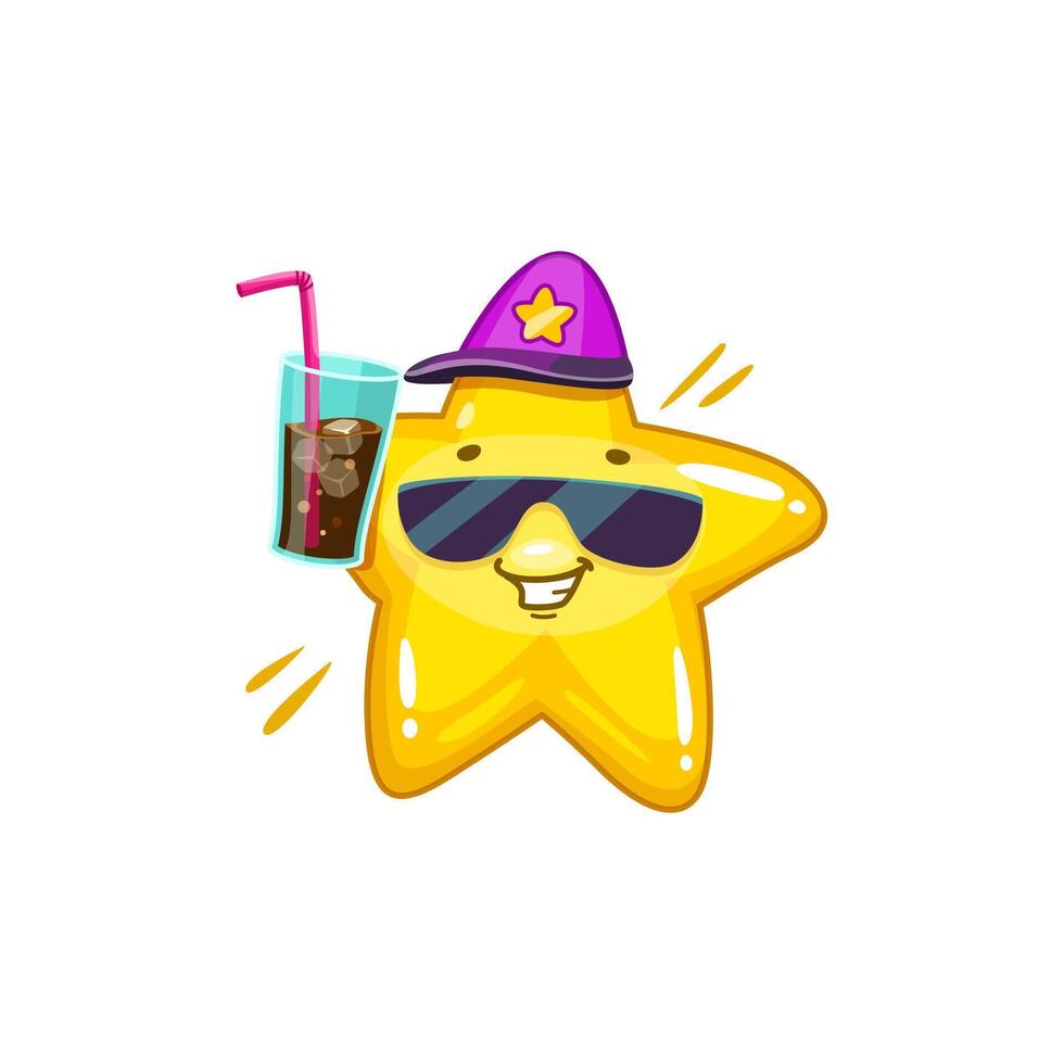 Cartoon cute kawaii star character wear sunglasses vector
