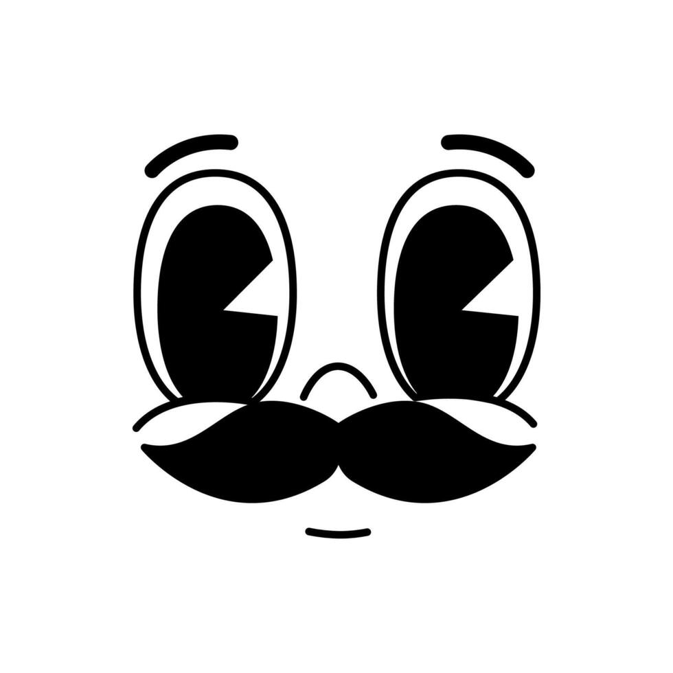 Cartoon funny comic groovie face emotion mustaches vector