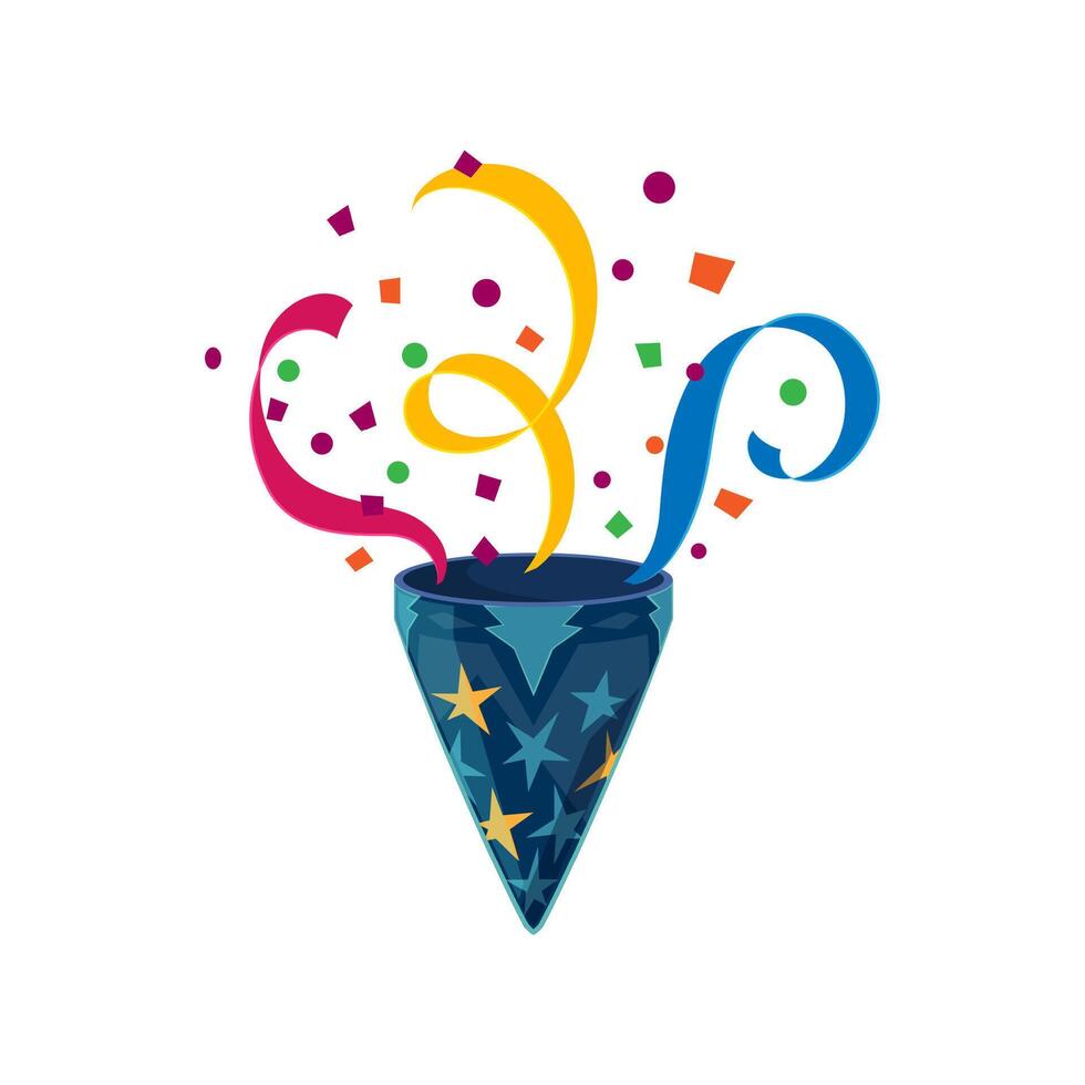 Holiday birthday party popper cone or firecracker vector