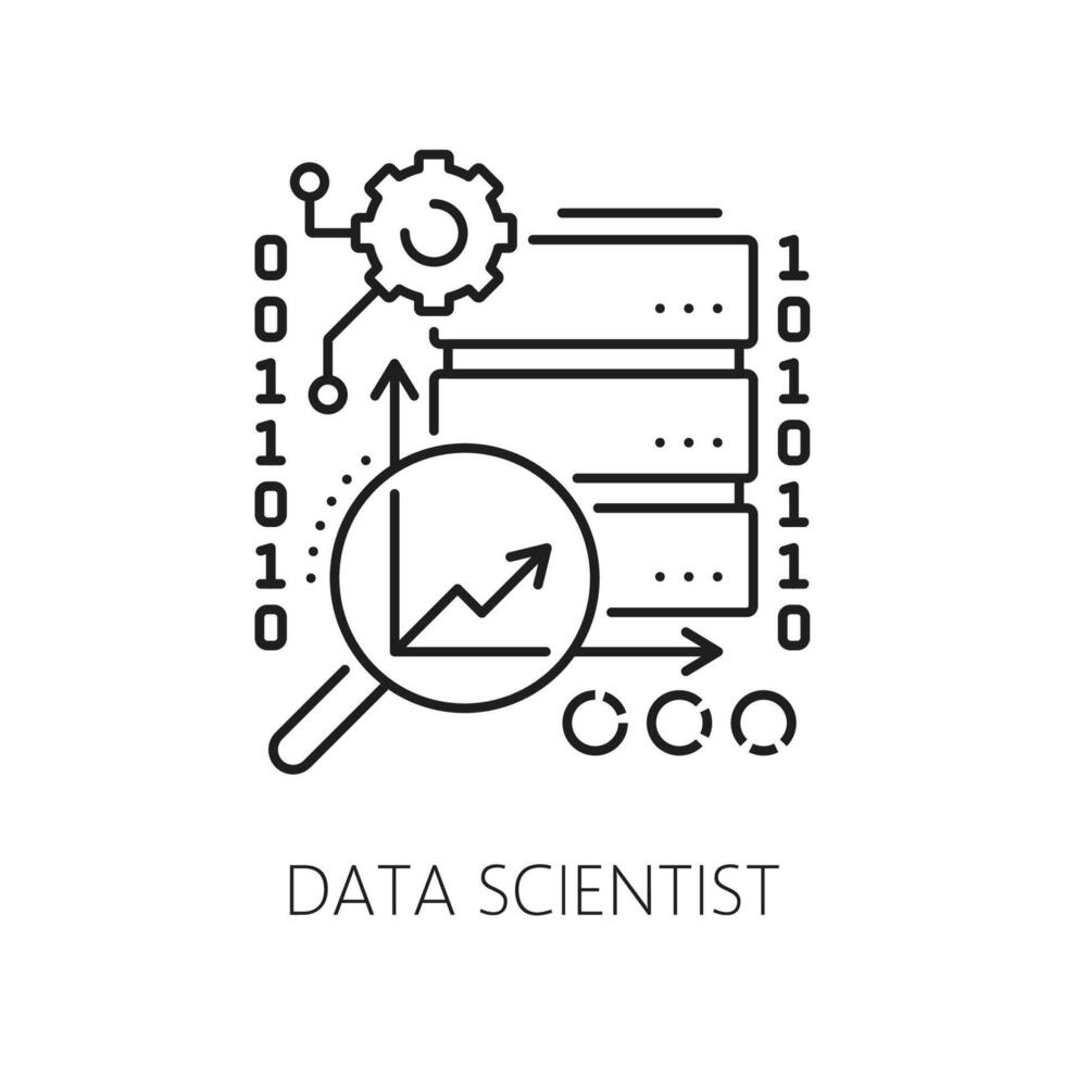 Data scientist, IT specialist icon, web statistics vector