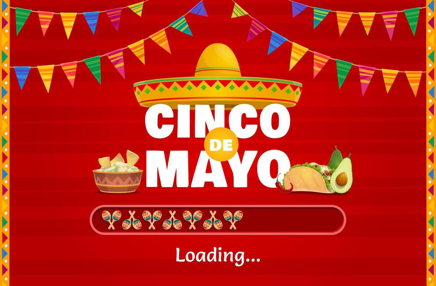 Cinco de mayo mexican holiday loading bar, scale vector