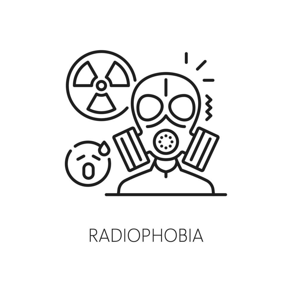 humano radiofobia fobia, mental salud icono vector