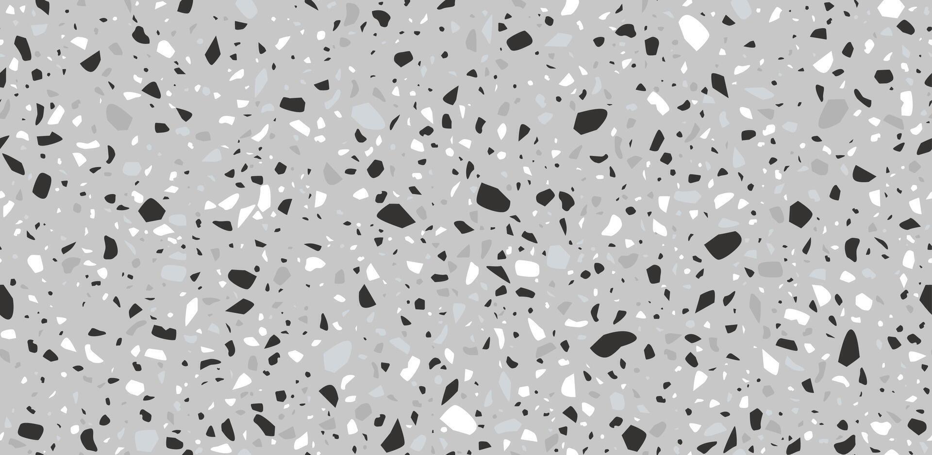 Black, white and grey terrazo mosaic tile pattern vector