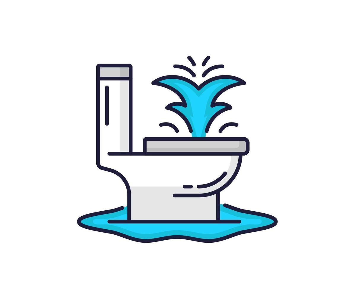 Color plumbing service icon with clogged toilet vector