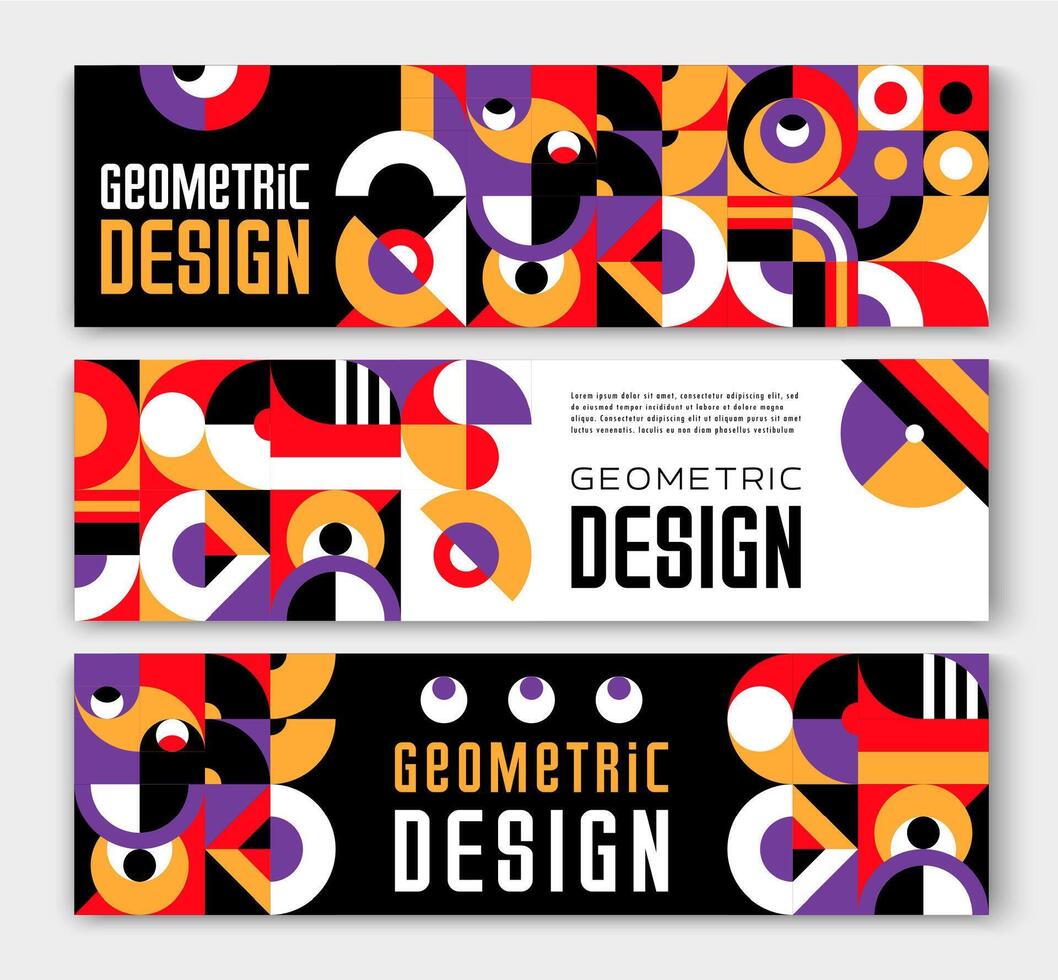 Modern abstract geometric banners, Bauhaus pattern vector