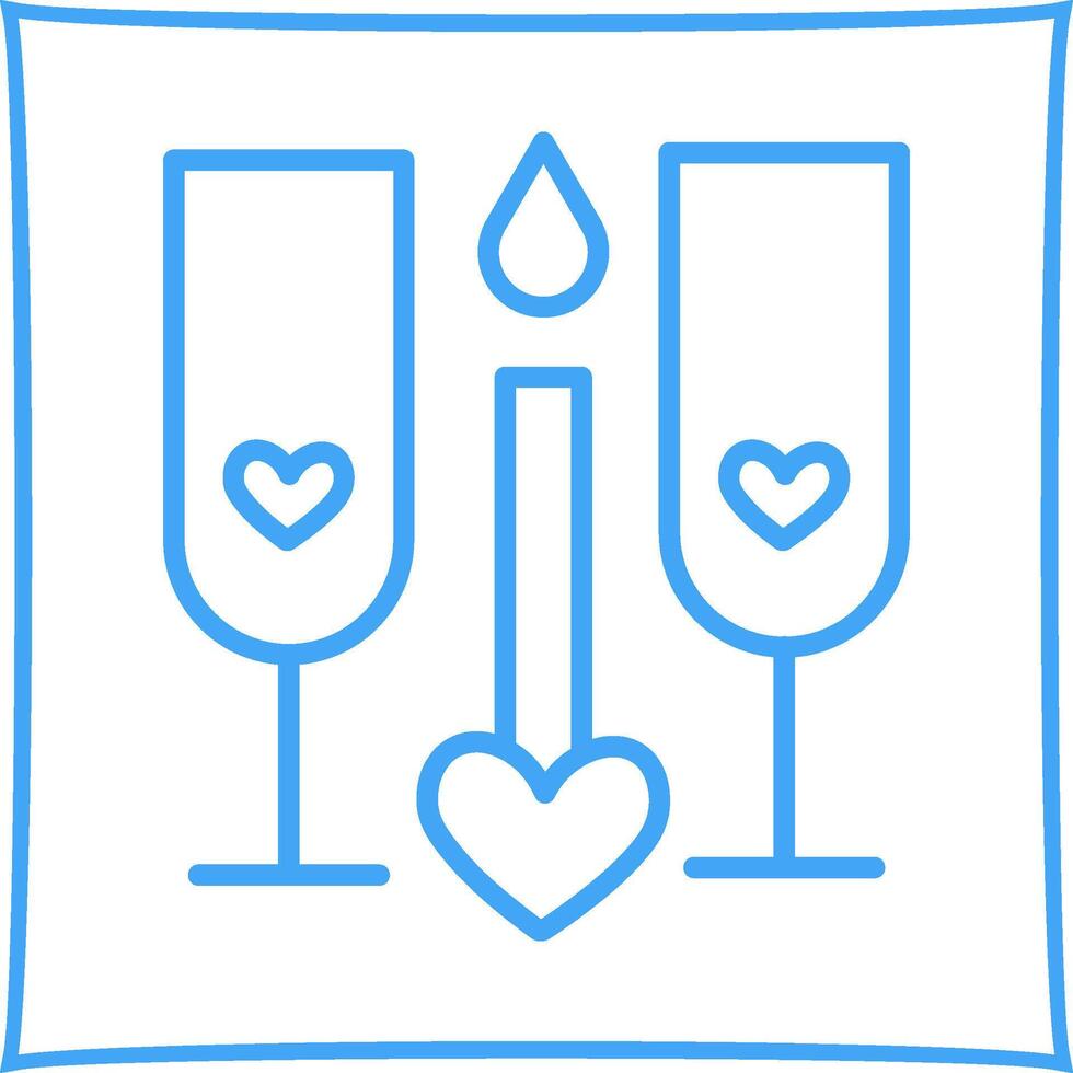 icono de vector romántico de dos vasos