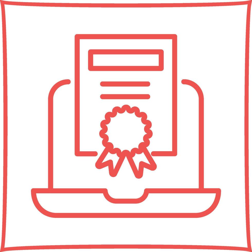 icono de vector de certificado en línea