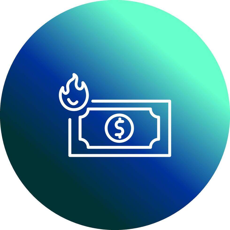 dólar en icono de vector de fuego