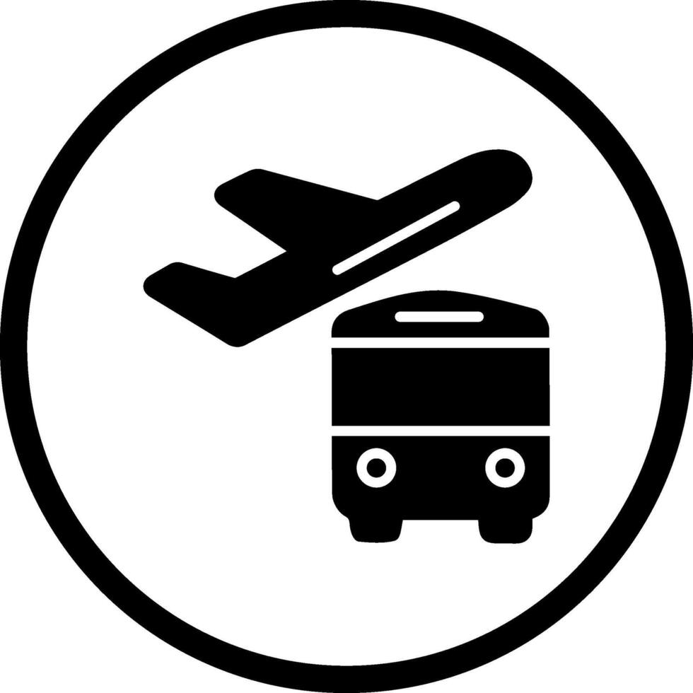 autobús en el icono de vector de aeropuerto