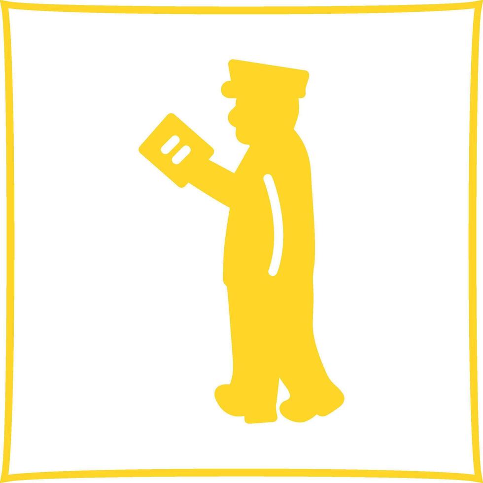 Guard Checking Passport Vector Icon