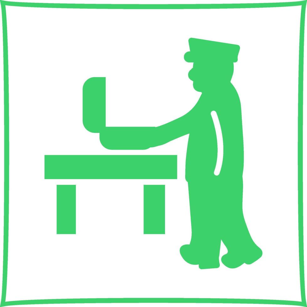 guardia comprobando icono de vector de maletín