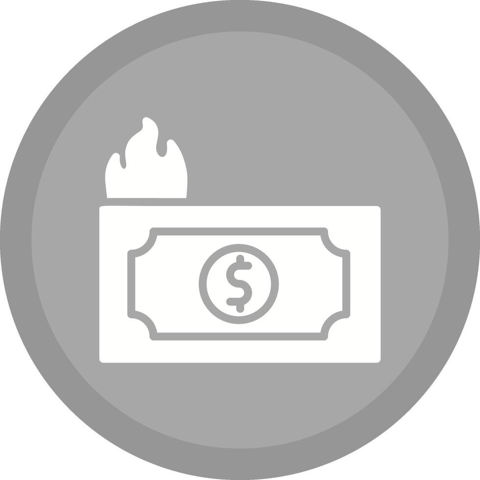 dólar en icono de vector de fuego