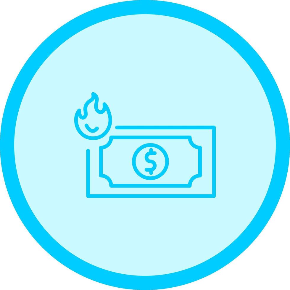 dólar en icono de vector de fuego