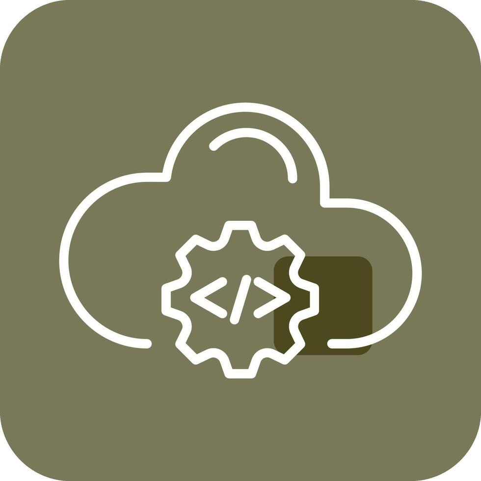 icono de vector de codificación de nube