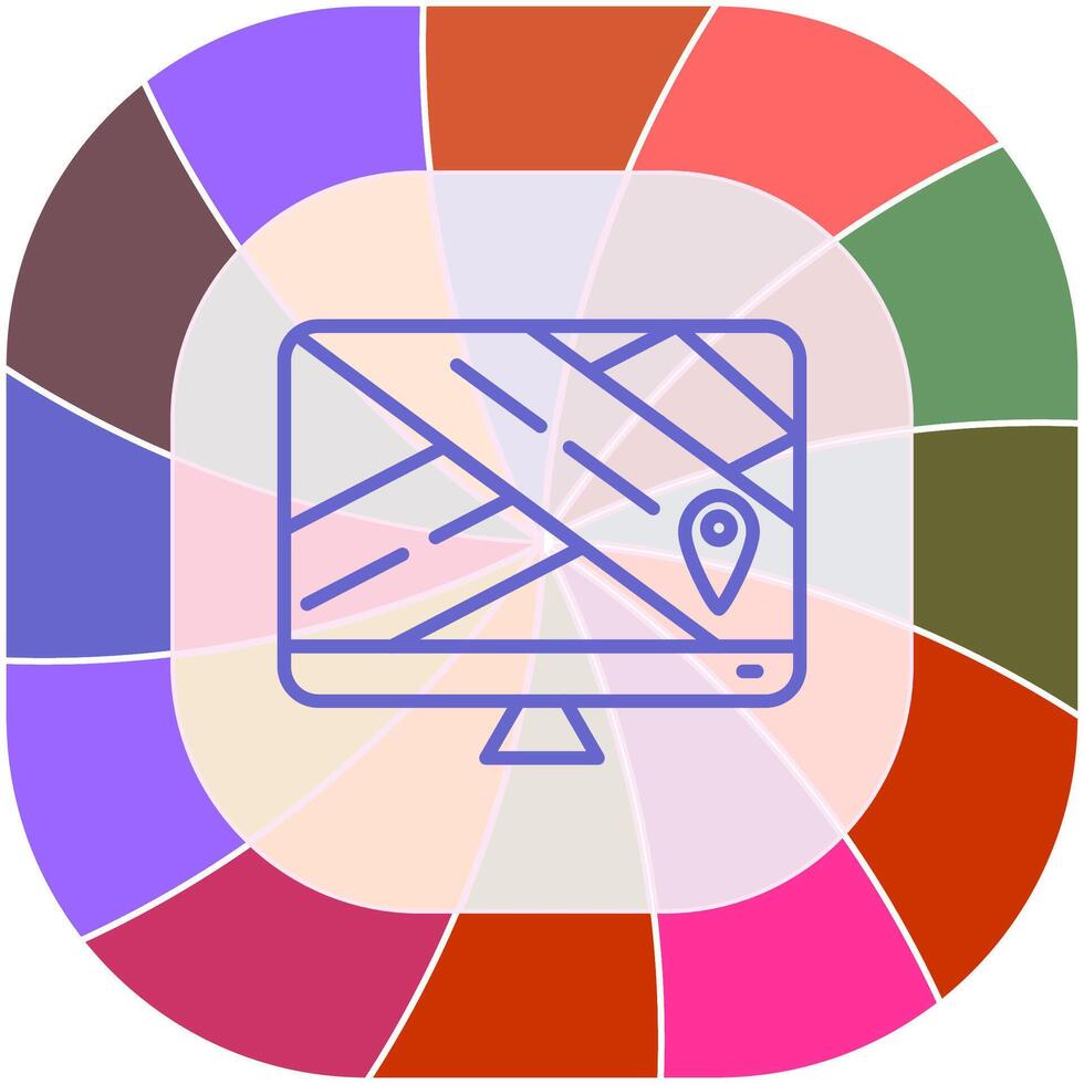 Map on Monitor Vector Icon