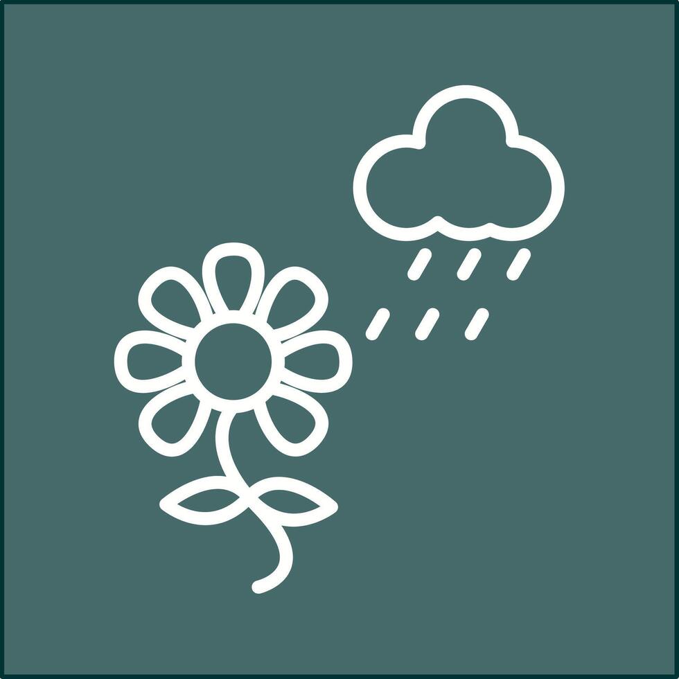 flor con icono de vector de lluvia