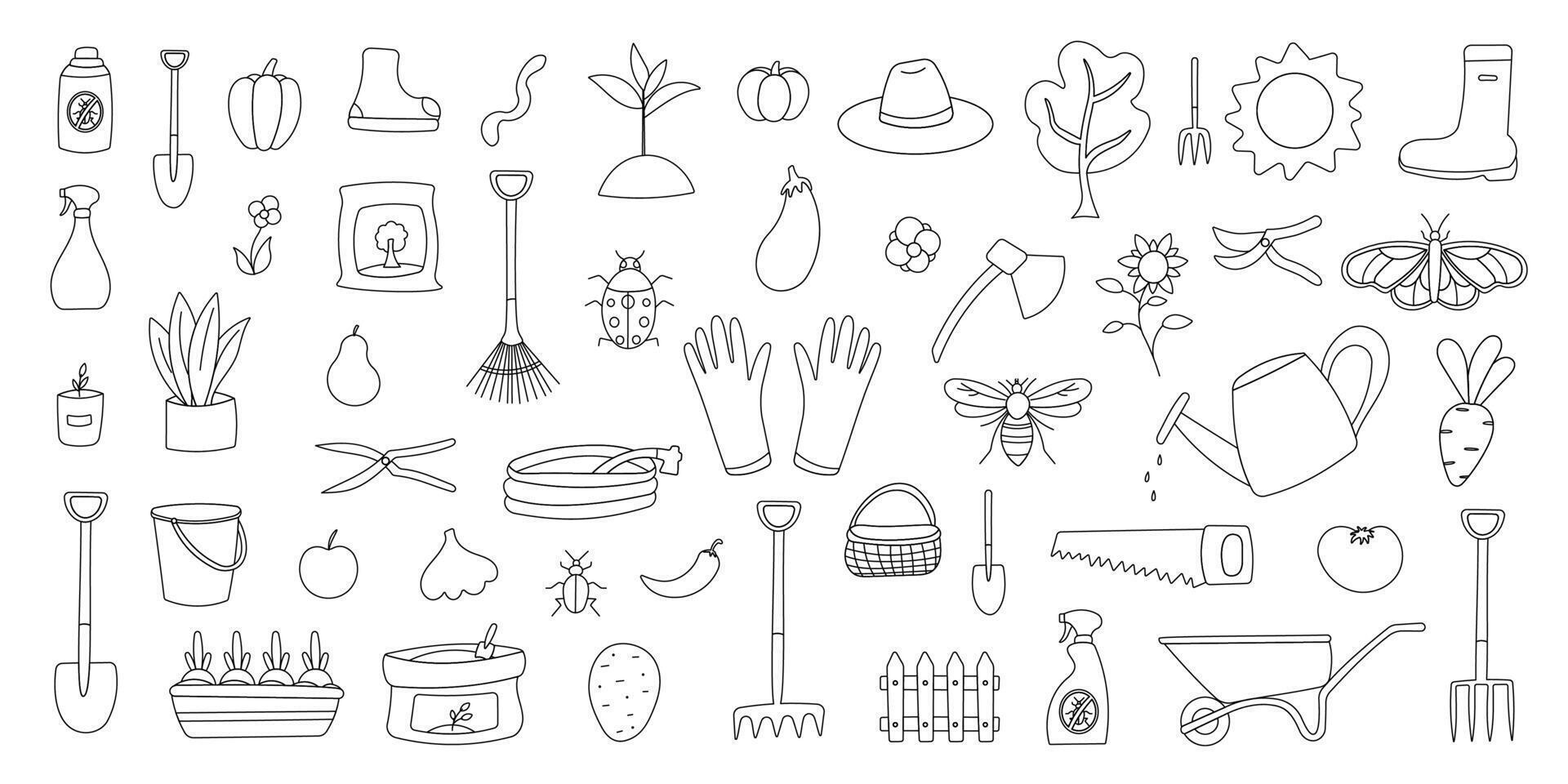 a set of elements for garden care vector