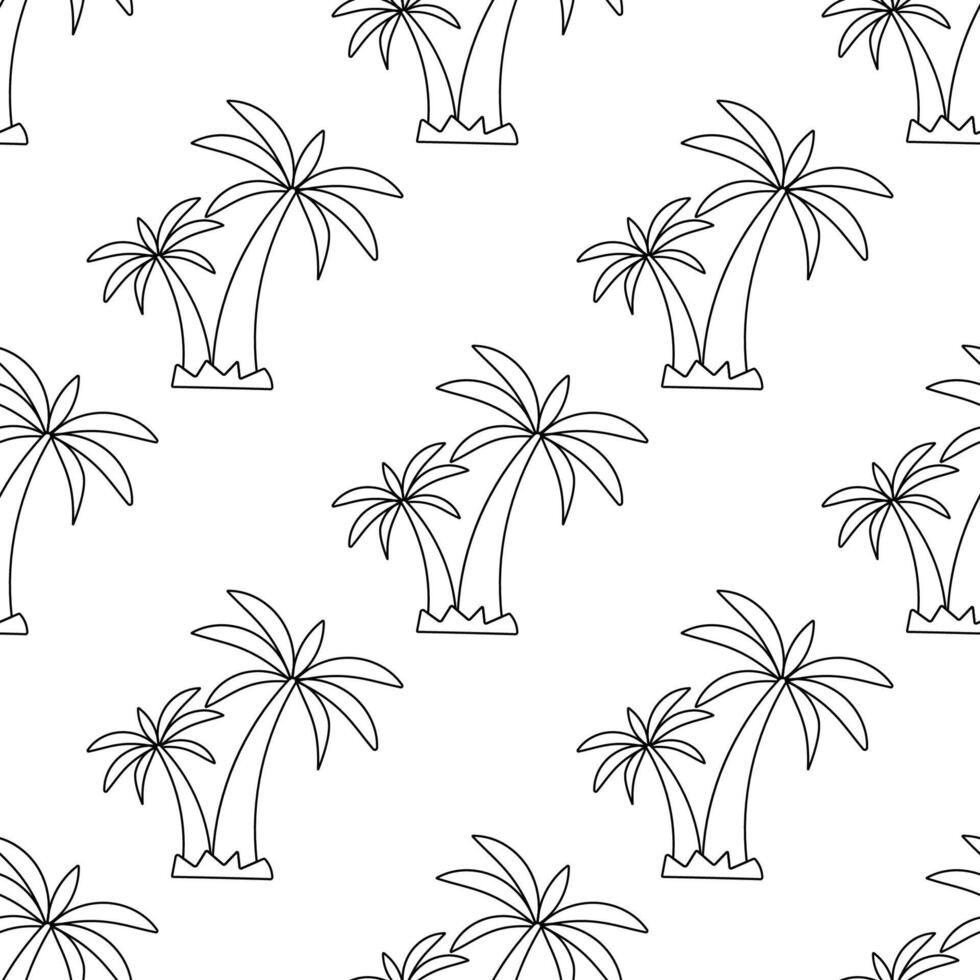 Seamless pattern Palm trees Tropical tree beach vector