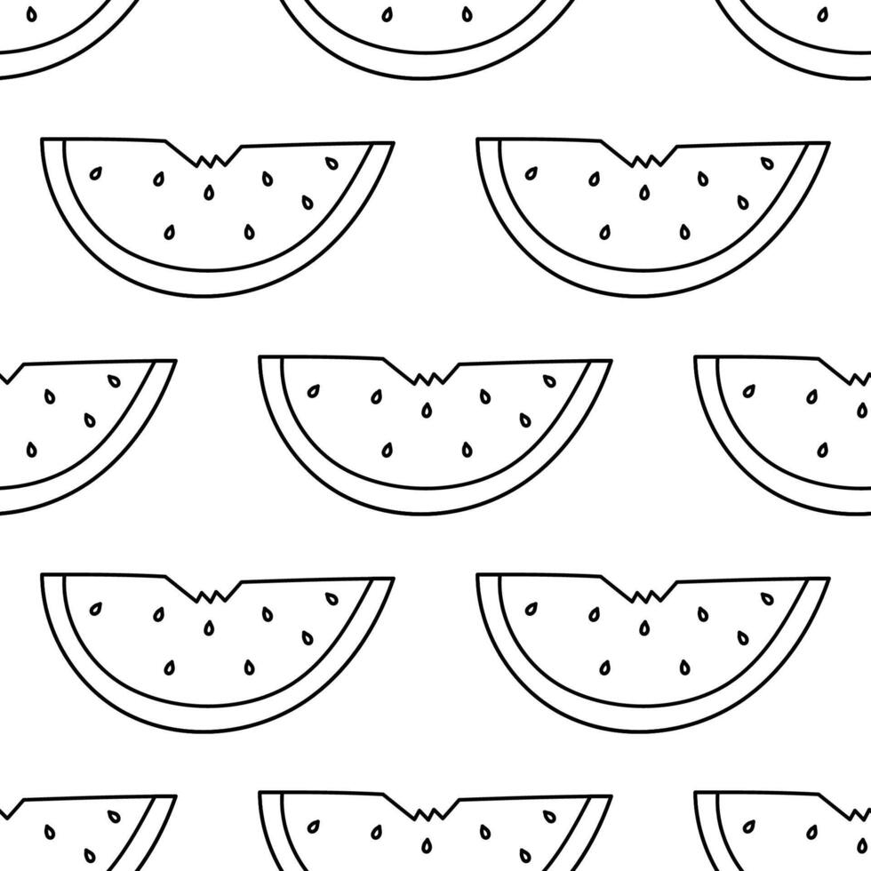 Watermelon pieces seeds Pulp bite Summer pattern vector