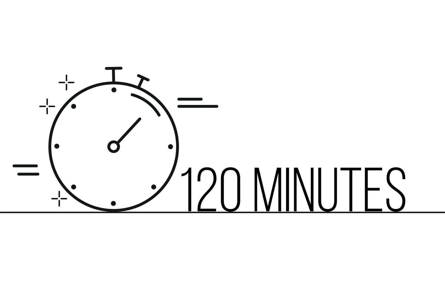 120 minutes timer icon. Stopwatch time sign. Clock symbol vector for time control