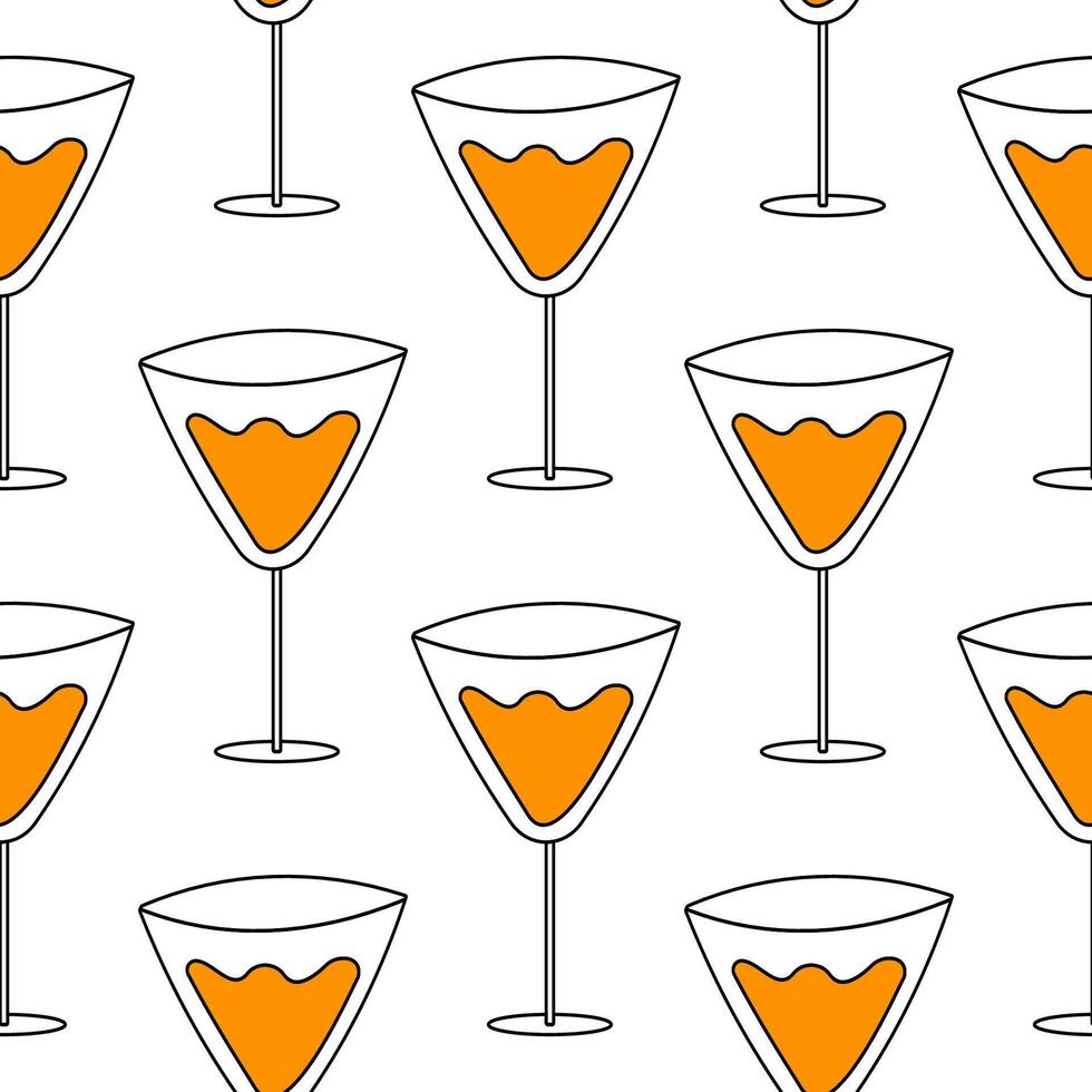 cocktails pattern party drinks Hand drawn vector