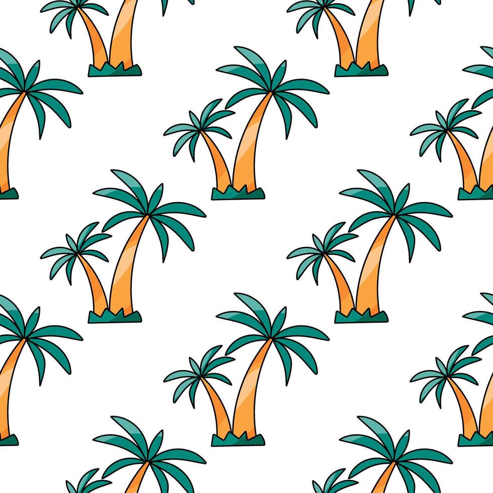 Seamless pattern Palm trees Tropical tree beach vector